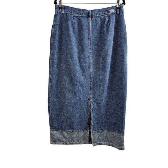 Riveted By Lee Denim Cotton High Waist Pencil Two Tone Midi Blue Jean Skirt - Picture 6 of 9
